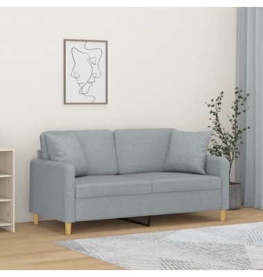  Dvivietė sofa su pagalvėlėmis, šviesiai pilka, 140cm, audinys - Sofos, sofos-lovos - 1