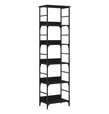  Knygų lentyna, juodos spalvos, 50x33x188,5cm, apdirbta mediena - Pastatomos lentynos, spintelės - 2