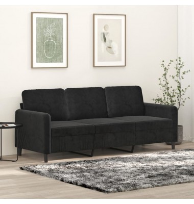  Trivietė sofa, juodos spalvos, 180cm, aksomas - Sofos, sofos-lovos - 1