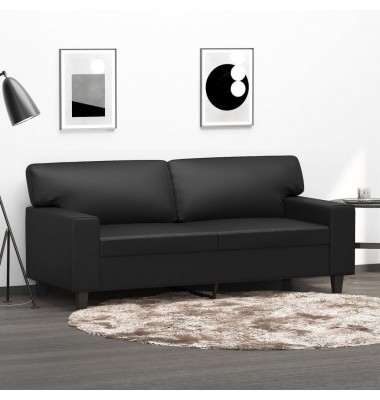  Dvivietė sofa, juodos spalvos, 140cm, dirbtinė oda - Sofos, sofos-lovos - 1