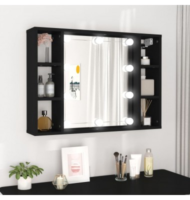  Veidrodinė spintelė su LED apšvietimu, juoda, 76x15x55cm - Vonios spintelės, veidrodžiai - 1