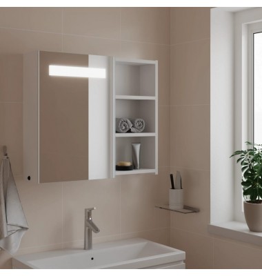  Veidrodinė vonios kambario spintelė su LED, balta, 60x13x52cm - Vonios spintelės, veidrodžiai - 1