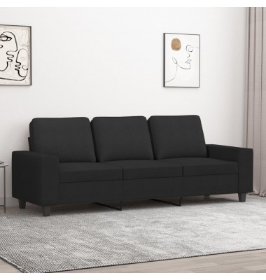  Trivietė sofa, juodos spalvos, 180cm, audinys - Sofos, sofos-lovos - 1