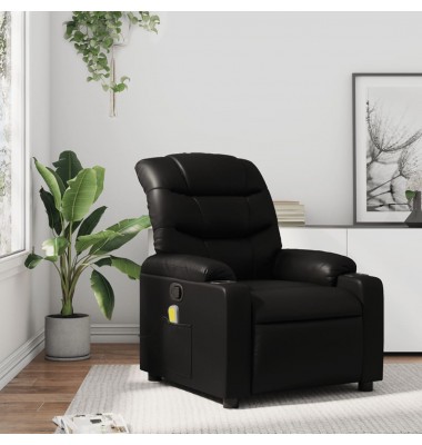  Atlošiamas masažinis krėslas, juodos spalvos, dirbtinė oda - Foteliai, krėslai - 1