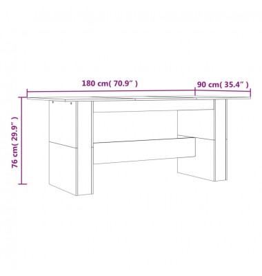  Valgomojo stalas, pilkas ąžuolo, 180x90x76cm, apdirbta mediena - Stalai - 7