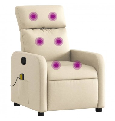  Atlošiamas masažinis krėslas, kreminės spalvos, audinys - Foteliai, krėslai - 2