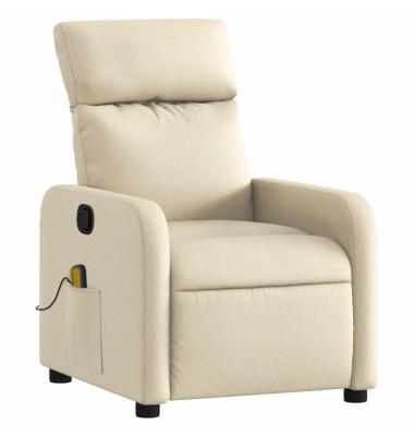  Atlošiamas masažinis krėslas, kreminės spalvos, audinys - Foteliai, krėslai - 3