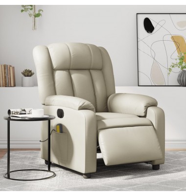  Elektrinis atlošiamas masažinis krėslas, kreminis, dirbtinė oda - Foteliai, krėslai - 1