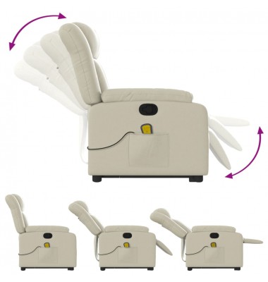  Atsistojantis masažinis krėslas, kreminis, dirbtinė oda - Foteliai, krėslai - 6