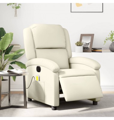  Elektrinis atlošiamas masažinis krėslas, kreminis, dirbtinė oda - Foteliai, krėslai - 1