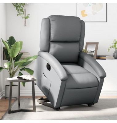  Atsistojantis elektrinis krėslas, pilkas, dirbtinė oda - Foteliai, krėslai - 1