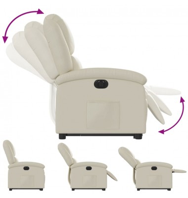  Atsistojantis elektrinis krėslas, kreminis, dirbtinė oda - Foteliai, krėslai - 6