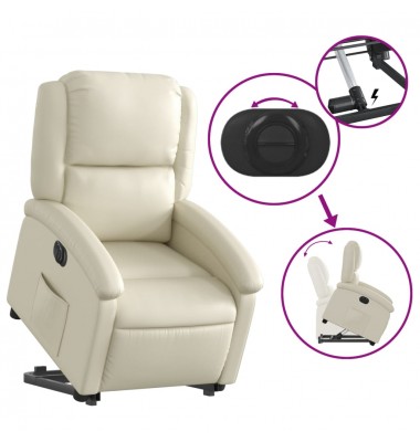  Atsistojantis elektrinis krėslas, kreminis, dirbtinė oda - Foteliai, krėslai - 10