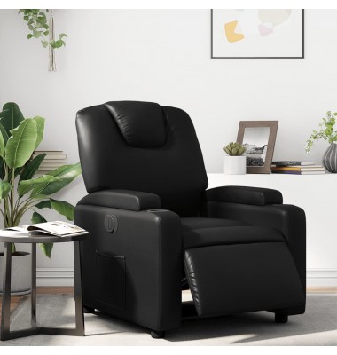  Elektrinis atlošiamas krėslas, juodos spalvos, dirbtinė oda - Foteliai, krėslai - 1