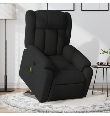  Atsistojantis elektrinis masažinis krėslas, juodas, audinys - Foteliai, krėslai - 1