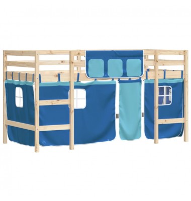 Aukšta vaikiška lova su užuolaidomis, mėlyna, 80x200cm, pušis - Lovos - 4