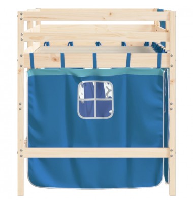 Aukšta vaikiška lova su užuolaidomis, mėlyna, 80x200cm, pušis - Lovos - 6