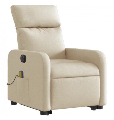  Atsistojantis elektrinis masažinis krėslas, kreminis, audinys - Foteliai, krėslai - 3