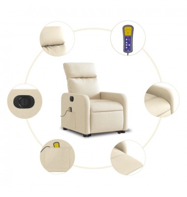  Atsistojantis elektrinis masažinis krėslas, kreminis, audinys - Foteliai, krėslai - 7