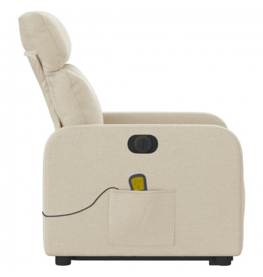  Atsistojantis elektrinis masažinis krėslas, kreminis, audinys - Foteliai, krėslai - 9