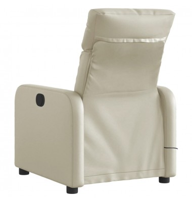  Elektrinis atlošiamas masažinis krėslas, kreminis, dirbtinė oda - Foteliai, krėslai - 4