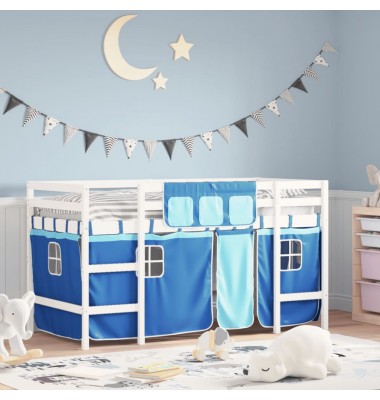 Aukšta vaikiška lova su užuolaidomis, mėlyna, 90x190cm, pušis - Lovos - 1