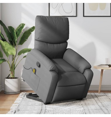  Atsistojantis masažinis krėslas, tamsiai pilkas, audinys - Foteliai, krėslai - 1