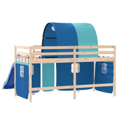Aukšta vaikiška lova su tuneliu, mėlyna, 90x190cm, pušis - Lovos - 7