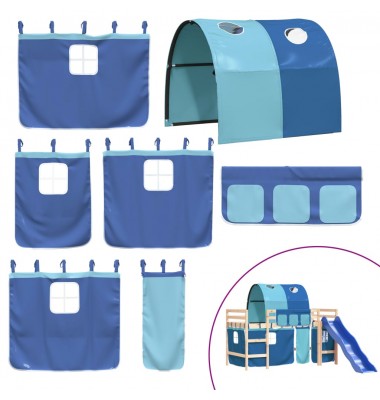 Aukšta vaikiška lova su tuneliu, mėlyna, 90x190cm, pušis - Lovos - 8