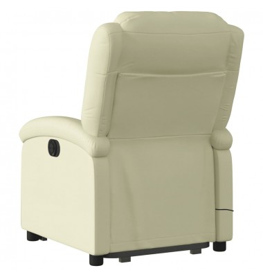  Atsistojantis elektrinis masažinis krėslas, kreminis, tikra oda - Foteliai, krėslai - 4