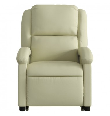  Atsistojantis elektrinis masažinis krėslas, kreminis, tikra oda - Foteliai, krėslai - 8