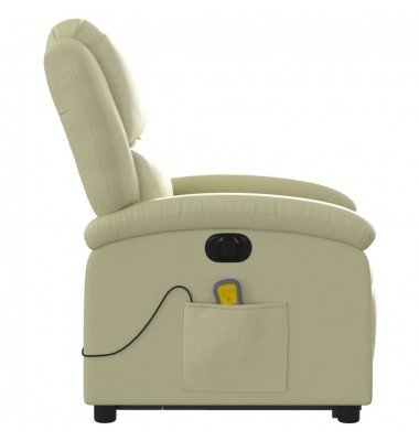  Atsistojantis elektrinis masažinis krėslas, kreminis, tikra oda - Foteliai, krėslai - 9