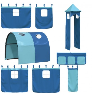 Aukšta vaikiška lova su bokštu, mėlyna, 90x200cm, pušis - Lovos - 9