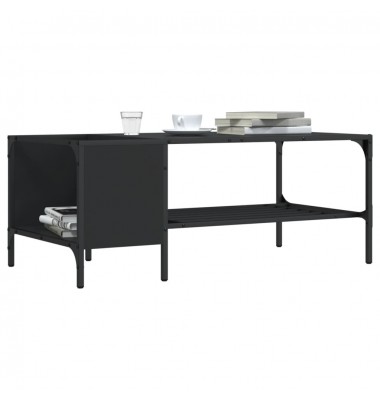  Kavos staliukas su lentyna, juodas, 100x51x40cm, mediena - Kavos staliukai - 1
