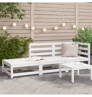  Dvivietė sodo sofa su pakoja, balta, pušies medienos masyvas - Moduliniai lauko baldai - 1