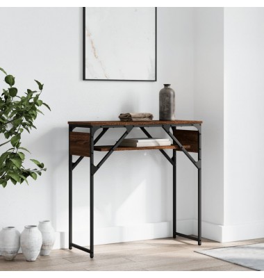  Konsolinis staliukas su lentyna, rudas, 75x30x75cm, mediena - Žurnaliniai staliukai - 1