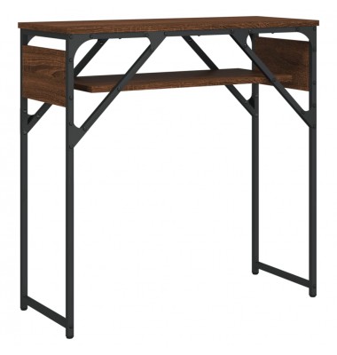  Konsolinis staliukas su lentyna, rudas, 75x30x75cm, mediena - Žurnaliniai staliukai - 2