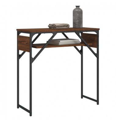  Konsolinis staliukas su lentyna, rudas, 75x30x75cm, mediena - Žurnaliniai staliukai - 3