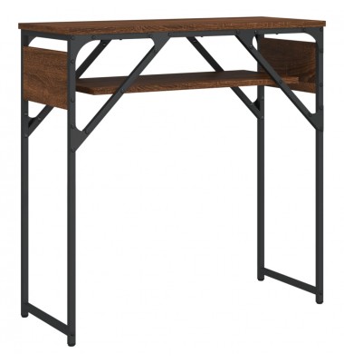  Konsolinis staliukas su lentyna, rudas, 75x30x75cm, mediena - Žurnaliniai staliukai - 6