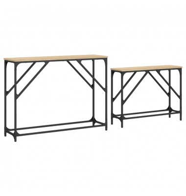  Sustumiami konsoliniai staliukai, 2vnt., sonoma ąžuolo, mediena - Žurnaliniai staliukai - 5