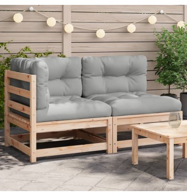  Dvivietė sodo sofa su pagalvėlėmis, pušies medienos masyvas - Moduliniai lauko baldai - 1