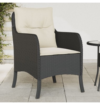  Sodo kėdės su pagalvėlėmis, 2vnt., juodos spalvos, poliratanas - Lauko kėdės - 1