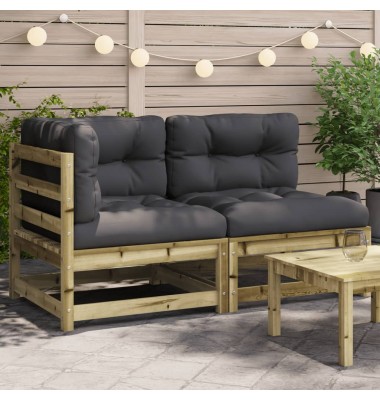  Dvivietė sodo sofa su pagalvėlėmis, impregnuota pušies mediena - Moduliniai lauko baldai - 1
