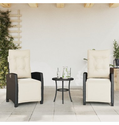  Atlošiamos sodo kėdės su pakojomis, 2vnt., juodos, poliratanas - Lauko kėdės - 1