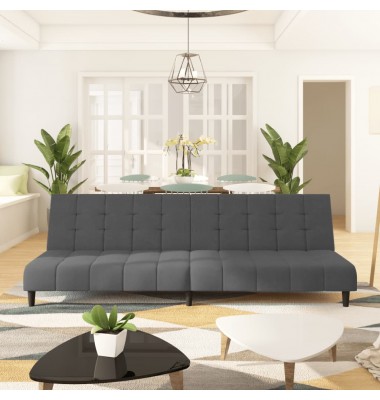  Dvivietė sofa-lova, tamsiai pilkos spalvos, aksomas - Sofos, sofos-lovos - 1