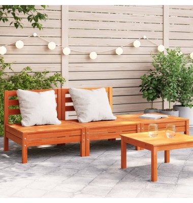  Trivietė sodo sofa, vaško ruda, pušies medienos masyvas - Moduliniai lauko baldai - 1