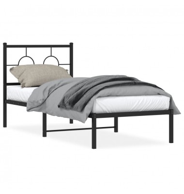  Metalinis lovos rėmas su galvūgaliu, juodos spalvos, 80x200cm - Lovos - 1