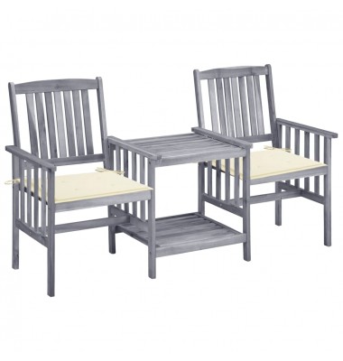  Sodo kėdės su arbatos staliuku ir pagalvėlėmis, akacija - Lauko baldų komplektai - 1