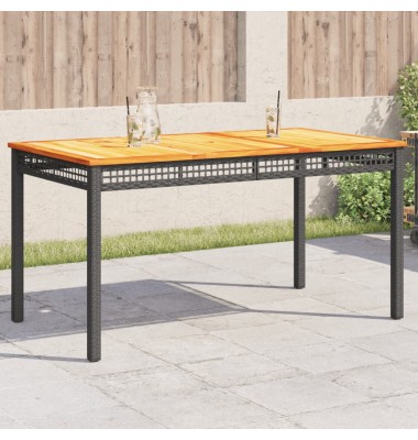  Sodo stalas, juodas, 140x80x75cm, poliratanas/akacijos mediena - Lauko stalai, staliukai - 1