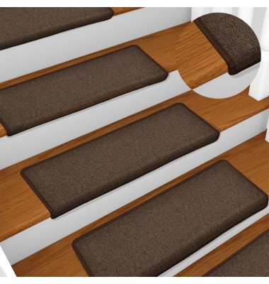  Laiptų kilimėliai, 15vnt., rudos spalvos, 65x21x4 cm - Laiptų kilimėliai - 1